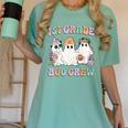 1st Grade Boo Crew Groovy Halloween Floral Ghost Kid Teacher Women's Comfort Colors T-Shirt Chalky Mint