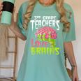 3rd Grade Teachers Love Brains Zombie Teacher Halloween Women's Comfort Colors T-Shirt Chalky Mint