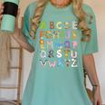 ABC Animals Alphabet Graphic Boys Girls Kindergarten Teacher Women's Comfort Colors T-Shirt Chalky Mint