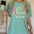 ABCD Kindergarten Rocks Pencil Lightning Teachers Rock Boys Women's Comfort Colors T-Shirt Chalky Mint