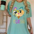 Abstract Cat Art Picatsso Shirt For Art Teachers Women's Comfort Colors T-Shirt Chalky Mint Abstract Cat Art Picatsso Shirt For Art Teachers Women's Comfort Colors T-Shirt Chalky Mint