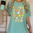 Alphabet Turkey Thanksgiving Costume Preschool Teacher Men Women Women's Comfort Colors T-Shirt Chalky Mint