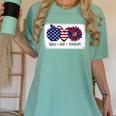 American Flag Teach Love Freedom Preschool Teacher 4th July Women's Comfort Colors T-Shirt Chalky Mint