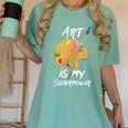 Art Is My Superpower Drawing Art Teacher Artists Women's Comfort Colors T-Shirt Chalky Mint