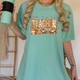 Autumn Pumpkin Thanksgiving Coffee Floral Teacher Fall Women's Comfort Colors T-Shirt Chalky Mint Autumn Pumpkin Thanksgiving Coffee Floral Teacher Fall Women's Comfort Colors T-Shirt Chalky Mint