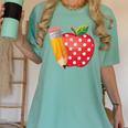 Back To School Pencil And Apple Teacher Student Women's Comfort Colors T-Shirt Chalky Mint