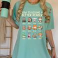 How To Become A Better Reader Animals Reading Teacher Women's Comfort Colors T-Shirt Chalky Mint