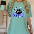 Blue Bobcats School Spirit Coquette Bow Mascot Teacher Women's Comfort Colors T-Shirt Chalky Mint