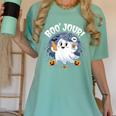 Boo Jour Ghost Halloween French Teacher Cute Coffe Croissant Women's Comfort Colors T-Shirt Chalky Mint Boo Jour Ghost Halloween French Teacher Cute Coffe Croissant Women's Comfort Colors T-Shirt Chalky Mint