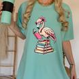 Book Lover Cute Flamingo Reading Teacher Librarian Women Women's Comfort Colors T-Shirt Chalky Mint