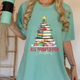 All Booked For Christmas Xmas Tree Teacher Holiday Pajamas Women's Comfort Colors T-Shirt Chalky Mint