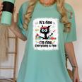 Cat It's Fine I'm Fine Everything Is Fine Teacher Life Women's Comfort Colors T-Shirt Chalky Mint Cat It's Fine I'm Fine Everything Is Fine Teacher Life Women's Comfort Colors T-Shirt Chalky Mint