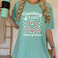 Christmas Candy Cane Work Of Heart Fourth 4th Grade Teacher Women's Comfort Colors T-Shirt Chalky Mint