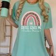 Coffee Gives Me Teacher Powers Leopard Rainbow Teacher Women's Comfort Colors T-Shirt Chalky Mint Coffee Gives Me Teacher Powers Leopard Rainbow Teacher Women's Comfort Colors T-Shirt Chalky Mint