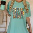 Coffee Teach Repeat Leopard Print Back To School Teachers Women's Comfort Colors T-Shirt Chalky Mint