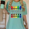 Colorful Crayon Kindergarten Team Tee For Teachers Students Men Women Kids Women's Comfort Colors T-Shirt Chalky Mint
