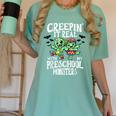Creepin It Real Monster School Preschool Teacher Halloween Women's Comfort Colors T-Shirt Chalky Mint
