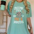 Creepin It Real Pre-K Monsters Halloween Preschool Teacher Women's Comfort Colors T-Shirt Chalky Mint