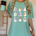 Cute Ghost Reading Books Teacher Halloween Reading Men Women Kids Women's Comfort Colors T-Shirt Chalky Mint