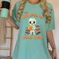Cute Halloween Teacher Librarian Mummy Reading Books Women's Comfort Colors T-Shirt Chalky Mint Cute Halloween Teacher Librarian Mummy Reading Books Women's Comfort Colors T-Shirt Chalky Mint