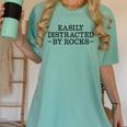 Easily Distracted By Rocks Rock Lover Geology Teacher Women's Comfort Colors T-Shirt Chalky Mint