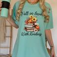 Fall In Love With Reading Book Autumn Teachers Pumpkins Women's Comfort Colors T-Shirt Chalky Mint