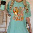 Fall In Love With Science Math Teacher Fall Thanksgiving Women's Comfort Colors T-Shirt Chalky Mint