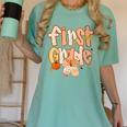 First Grade Fall Floral Coquette Bow Teachers Students Women's Comfort Colors T-Shirt Chalky Mint