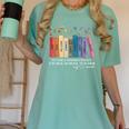 Floral Books Never Underestimate A Public School Teacher Women's Comfort Colors T-Shirt Chalky Mint