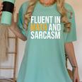 Fluent In Math And Sarcasm Teacher Women's Comfort Colors T-Shirt Chalky Mint Fluent In Math And Sarcasm Teacher Women's Comfort Colors T-Shirt Chalky Mint