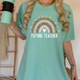 Future Teacher Kids Youth Girls Leopard Rainbow Women Women's Comfort Colors T-Shirt Chalky Mint