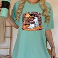 Ghost Book Reading Halloween Books Lover Teacher Women's Comfort Colors T-Shirt Chalky Mint Ghost Book Reading Halloween Books Lover Teacher Women's Comfort Colors T-Shirt Chalky Mint
