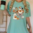 Ghost Reading Books Halloween Bow Spooky Teacher Student Women's Comfort Colors T-Shirt Chalky Mint
