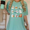 Ghost Reading Teacher Halloween Librarian Book Lover School Women's Comfort Colors T-Shirt Chalky Mint Ghost Reading Teacher Halloween Librarian Book Lover School Women's Comfort Colors T-Shirt Chalky Mint