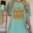 Groovy Coffee Teach Repeat Retro Teacher Women's Comfort Colors T-Shirt Chalky Mint Groovy Coffee Teach Repeat Retro Teacher Women's Comfort Colors T-Shirt Chalky Mint