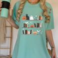 Halloween Library Ghost Books Teacher Spooky Trick Or Teach Women's Comfort Colors T-Shirt Chalky Mint
