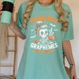 Halloween Skeleton Teacher Phonemes Graphemes Caffeine Lover Women's Comfort Colors T-Shirt Chalky Mint