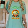 Halloween Teacher Librarian Monster Reading Books Men Women Kids Women's Comfort Colors T-Shirt Chalky Mint