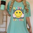 Happy Dot Day Hippie Flowers Smile Face Groovy Teacher Kids Women's Comfort Colors T-Shirt Chalky Mint