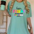 Happy Friyay Teacher School Friday Weekend Vibes Women's Comfort Colors T-Shirt Chalky Mint Happy Friyay Teacher School Friday Weekend Vibes Women's Comfort Colors T-Shirt Chalky Mint