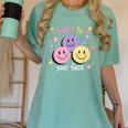 Happy To See Your Face Smile Face Teacher Back To School Women's Comfort Colors T-Shirt Chalky Mint Happy To See Your Face Smile Face Teacher Back To School Women's Comfort Colors T-Shirt Chalky Mint