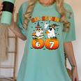 Haunted By 67 Boo Ghost Pumpkin Halloween Teacher Women's Comfort Colors T-Shirt Chalky Mint Haunted By 67 Boo Ghost Pumpkin Halloween Teacher Women's Comfort Colors T-Shirt Chalky Mint