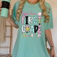 Hello First Grade Teacher Coquette Pencil Bow Back To School Women's Comfort Colors T-Shirt Chalky Mint