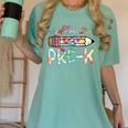 Hello Pre-K Pencil Teacher Student Tie Dye Women's Comfort Colors T-Shirt Chalky Mint