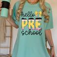 Hello Pre-K Preschool Back To School First Day Teacher Kids Women's Comfort Colors T-Shirt Chalky Mint