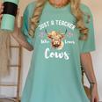 Just A Teacher Who Loves Cows Shirt Cute Highland Cow Women's Comfort Colors T-Shirt Chalky Mint Just A Teacher Who Loves Cows Shirt Cute Highland Cow Women's Comfort Colors T-Shirt Chalky Mint
