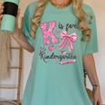 K Is For Kindergarten Teacher Coquette Bow Back To School Women's Comfort Colors T-Shirt Chalky Mint K Is For Kindergarten Teacher Coquette Bow Back To School Women's Comfort Colors T-Shirt Chalky Mint