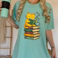 Kawaii Cats Lover Coffee Books Teacher Librarian Cat Women's Comfort Colors T-Shirt Chalky Mint