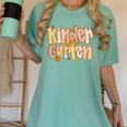 Kindergarten Teacher Fall Pumpkin Autumn Cute Women's Comfort Colors T-Shirt Chalky Mint Kindergarten Teacher Fall Pumpkin Autumn Cute Women's Comfort Colors T-Shirt Chalky Mint