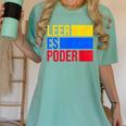 Leer Es Poder Colombian Spanish Teacher Maestra Colombia Women's Comfort Colors T-Shirt Chalky Mint Leer Es Poder Colombian Spanish Teacher Maestra Colombia Women's Comfort Colors T-Shirt Chalky Mint
